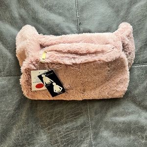 Pink Faux Fur Fanny Pack & Hand Muffler